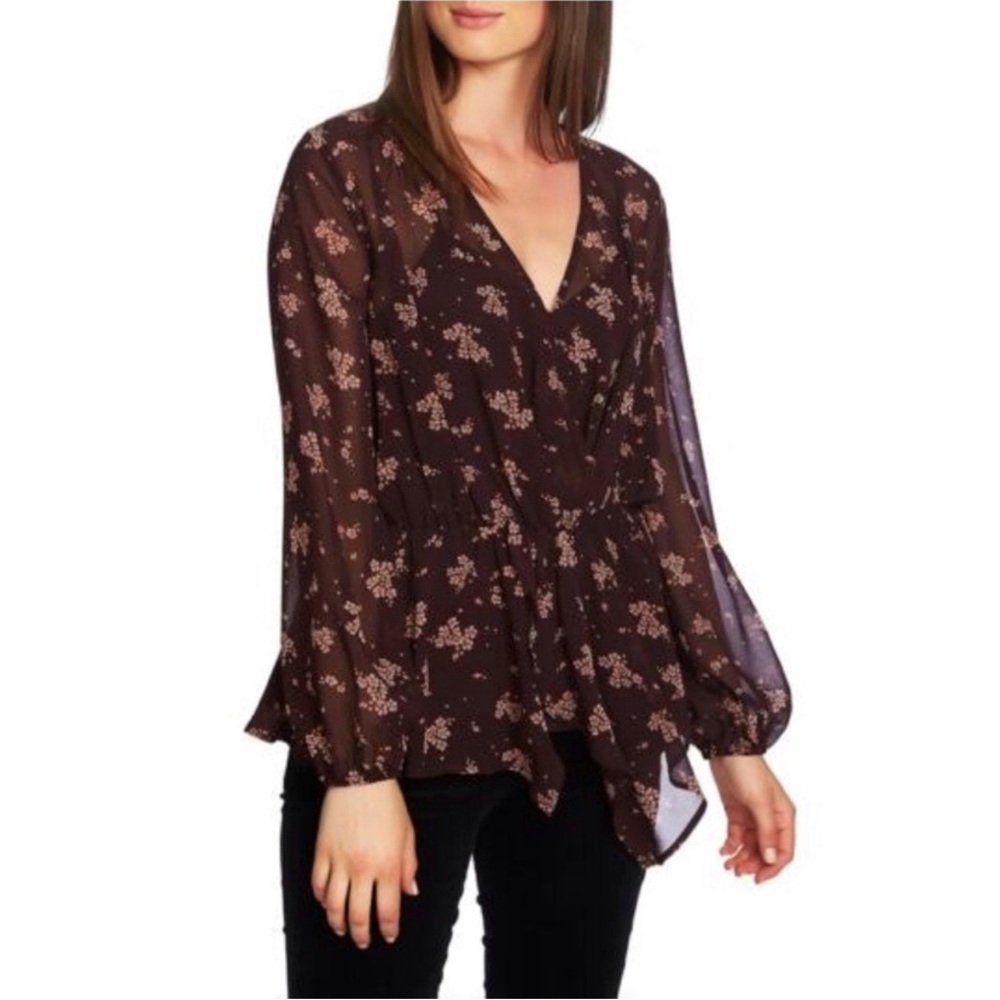 Sheer floral blouse with detachable tank